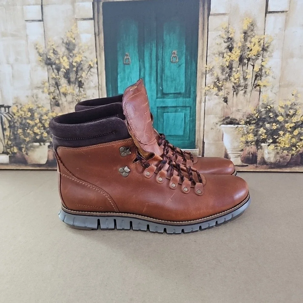 Cole Haan Zerogrand Mens Boots Waterproof British Tan Leather Sz 11.5 M C30405‎